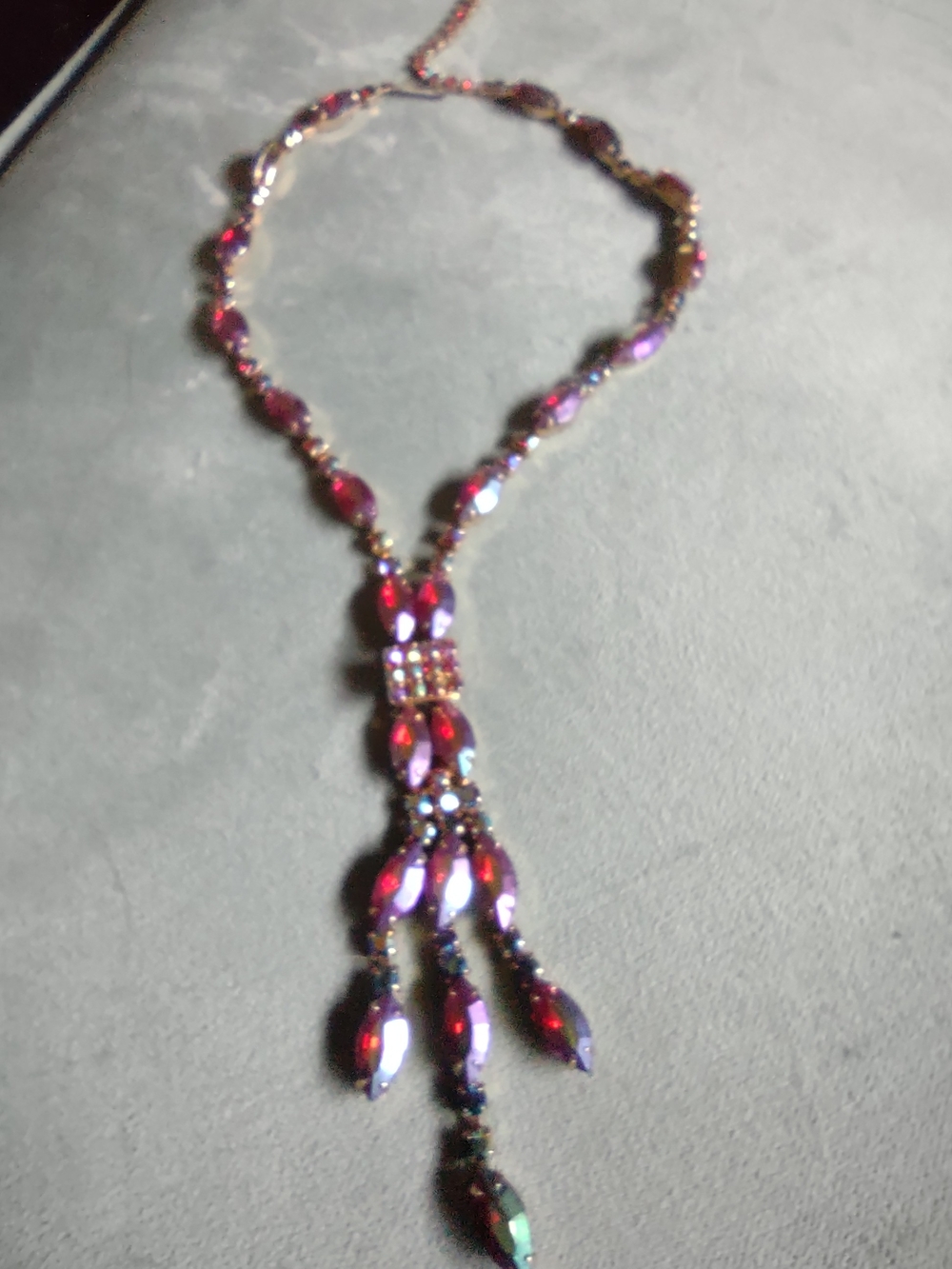 Red/Pink AB Dangle Y-Necklace - Women Jewelry